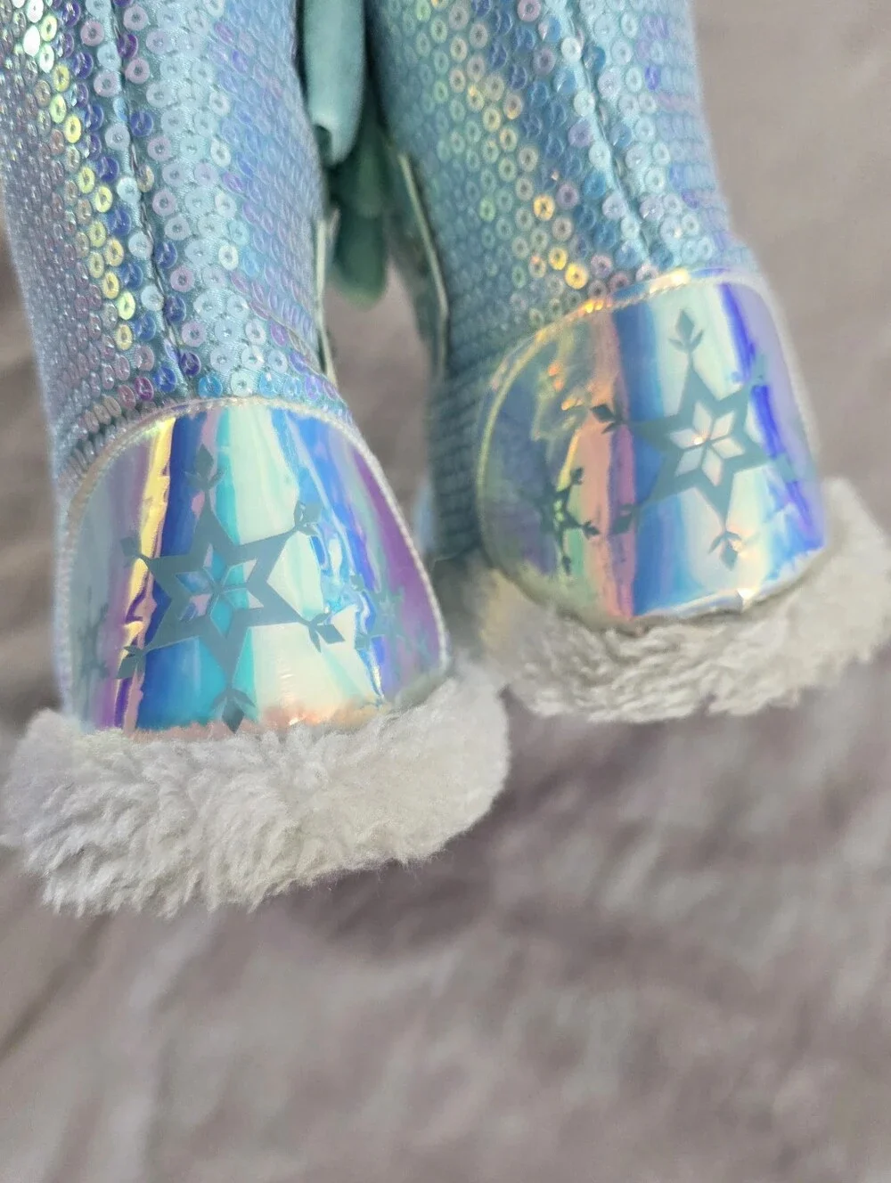 Disney Toddler Girls Frozen Elsa Snowman Sequin Winter Boots Slippers Size 7-8
